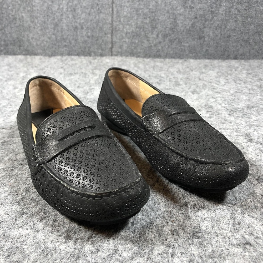 Vaneli Womens 8.5 D Black Perforated Leather Loafer Flats‎ Comfort Shoes